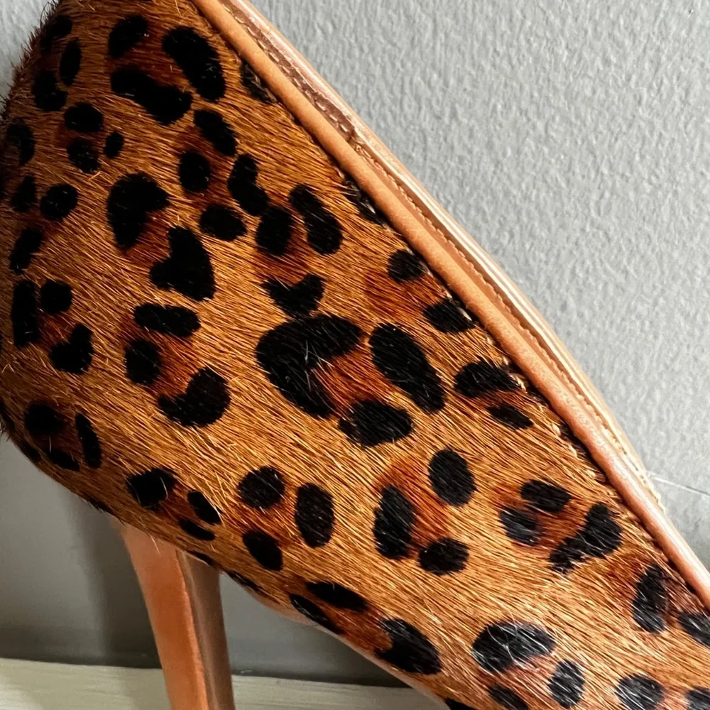 Levity Leopard + Caramel Leather + See-Through Panel Heels Mirage Animal Pumps - Picture 12 of 13